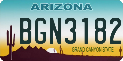 AZ license plate BGN3182