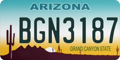 AZ license plate BGN3187
