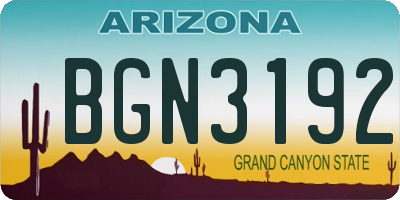 AZ license plate BGN3192