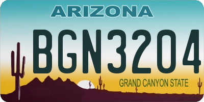 AZ license plate BGN3204