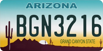 AZ license plate BGN3216