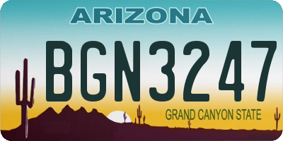 AZ license plate BGN3247