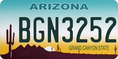 AZ license plate BGN3252