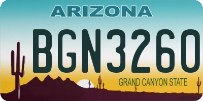 AZ license plate BGN3260