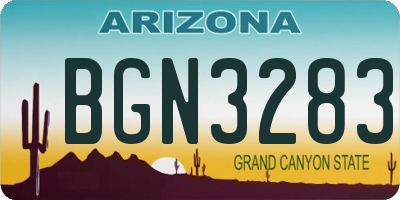 AZ license plate BGN3283