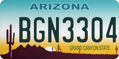 AZ license plate BGN3304