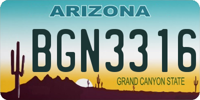 AZ license plate BGN3316