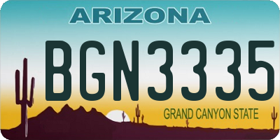 AZ license plate BGN3335