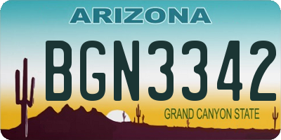 AZ license plate BGN3342