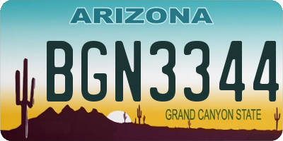 AZ license plate BGN3344