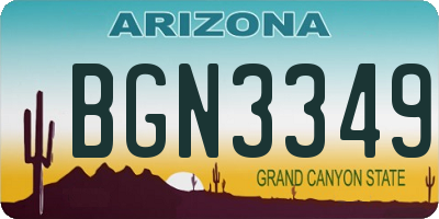 AZ license plate BGN3349