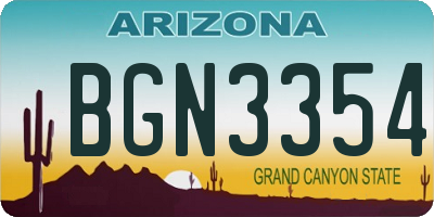 AZ license plate BGN3354