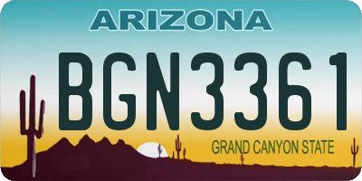 AZ license plate BGN3361