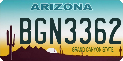 AZ license plate BGN3362