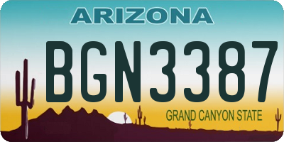 AZ license plate BGN3387