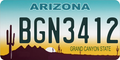 AZ license plate BGN3412