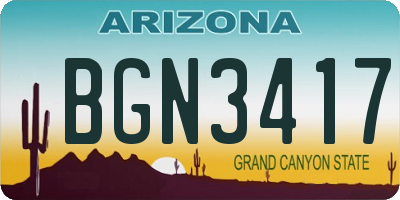 AZ license plate BGN3417