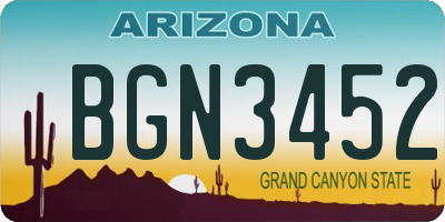 AZ license plate BGN3452