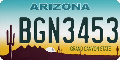 AZ license plate BGN3453