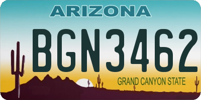 AZ license plate BGN3462
