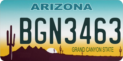 AZ license plate BGN3463