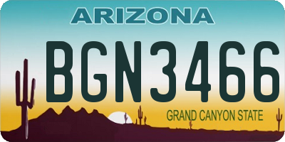 AZ license plate BGN3466