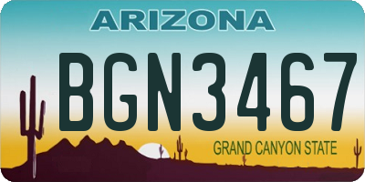 AZ license plate BGN3467