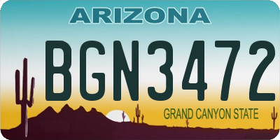 AZ license plate BGN3472