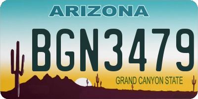 AZ license plate BGN3479