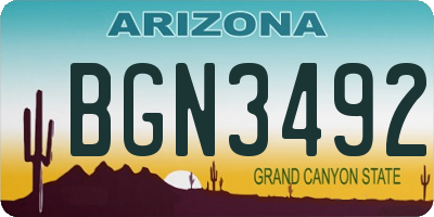 AZ license plate BGN3492