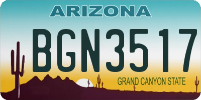 AZ license plate BGN3517