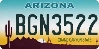 AZ license plate BGN3522