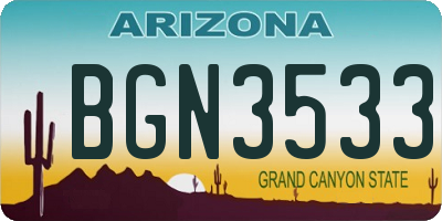 AZ license plate BGN3533