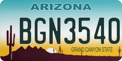 AZ license plate BGN3540