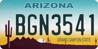 AZ license plate BGN3541