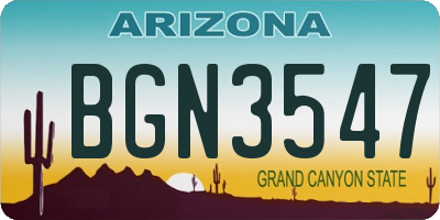 AZ license plate BGN3547