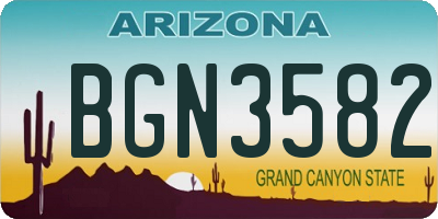 AZ license plate BGN3582