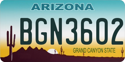 AZ license plate BGN3602