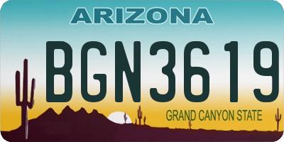AZ license plate BGN3619