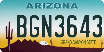 AZ license plate BGN3643