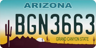AZ license plate BGN3663