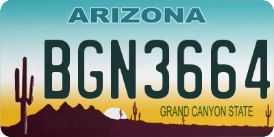 AZ license plate BGN3664