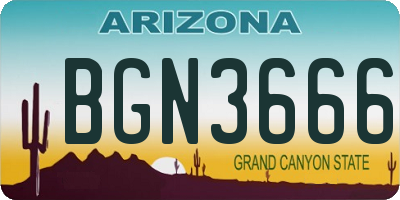 AZ license plate BGN3666