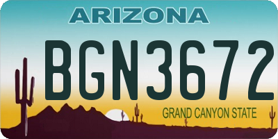 AZ license plate BGN3672