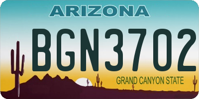 AZ license plate BGN3702