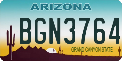 AZ license plate BGN3764