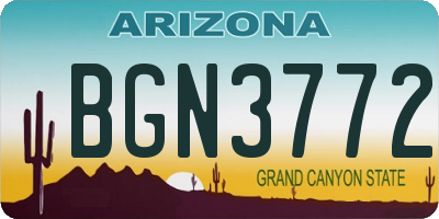 AZ license plate BGN3772