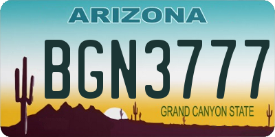 AZ license plate BGN3777