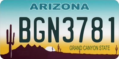 AZ license plate BGN3781