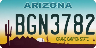 AZ license plate BGN3782